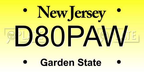 D80PAW New Jersey License Plate