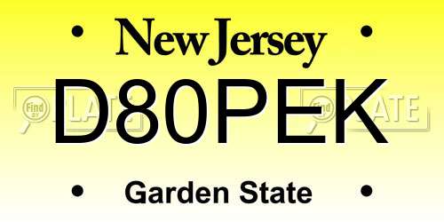 D80PEK New Jersey License Plate