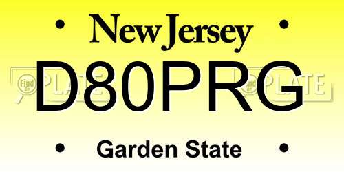 D80PRG New Jersey License Plate