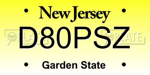 D80PSZ New Jersey License Plate