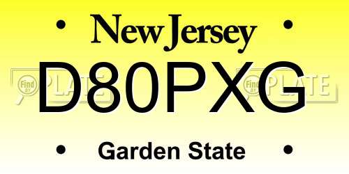 D80PXG New Jersey License Plate