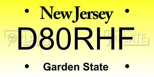 D80RHF New Jersey License Plate