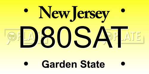 D80SAT New Jersey License Plate