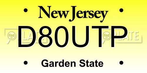 D80UTP New Jersey License Plate