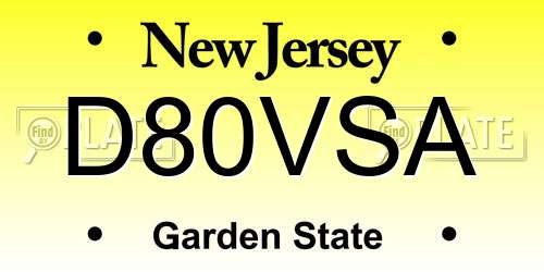 D80VSA New Jersey License Plate
