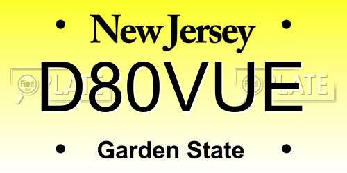 D80VUE New Jersey License Plate