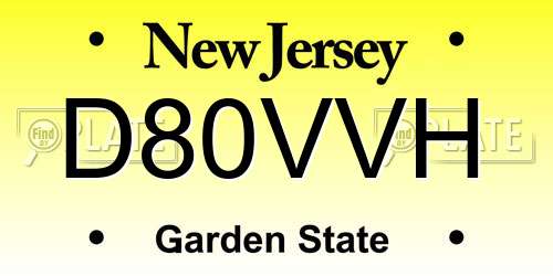D80VVH New Jersey License Plate