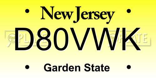 D80VWK New Jersey License Plate