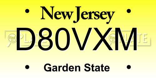 D80VXM New Jersey License Plate