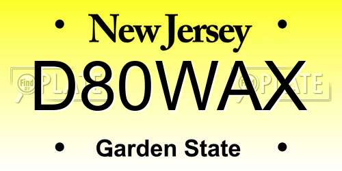 D80WAX New Jersey License Plate