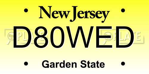 D80WED New Jersey License Plate