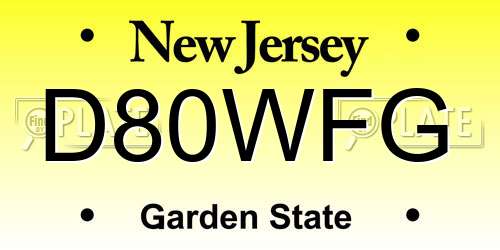 D80WFG New Jersey License Plate