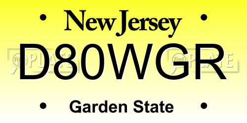 D80WGR New Jersey License Plate