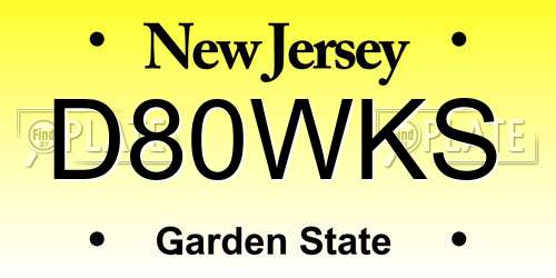 D80WKS New Jersey License Plate