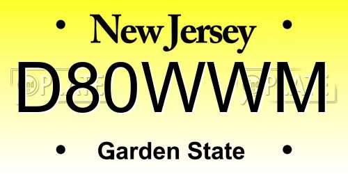 D80WWM New Jersey License Plate