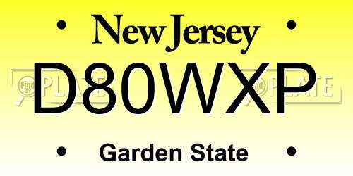 D80WXP New Jersey License Plate