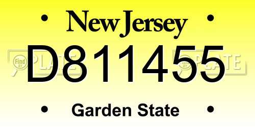 D811455 New Jersey License Plate