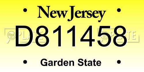 D811458 New Jersey License Plate
