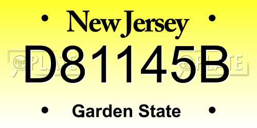 D81145B New Jersey License Plate