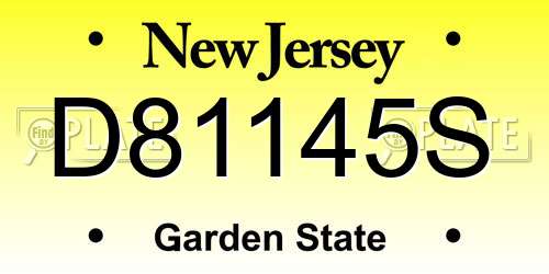 D81145S New Jersey License Plate
