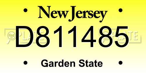 D811485 New Jersey License Plate