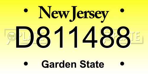 D811488 New Jersey License Plate