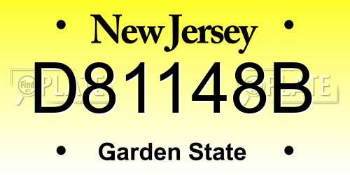 D81148B New Jersey License Plate