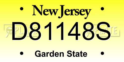 D81148S New Jersey License Plate