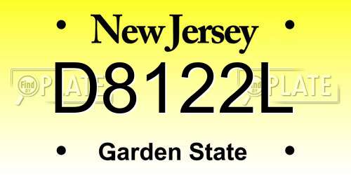 D8122L New Jersey License Plate