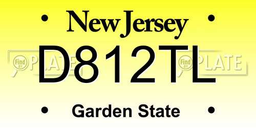 D812TL New Jersey License Plate