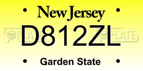 D812ZL New Jersey License Plate