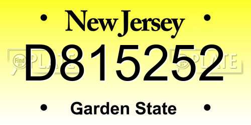 D815252 New Jersey License Plate