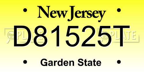 D81525T New Jersey License Plate