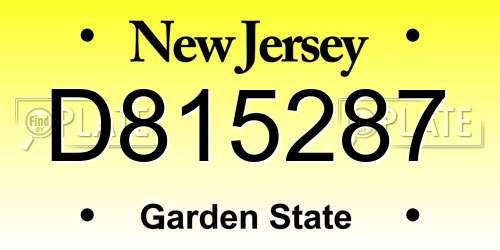 D815287 New Jersey License Plate