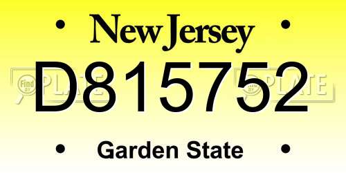 D815752 New Jersey License Plate