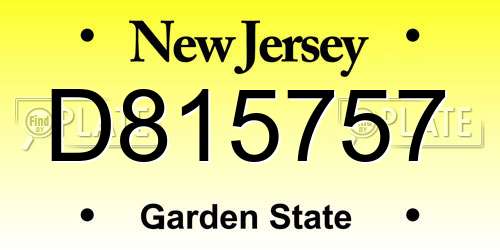 D815757 New Jersey License Plate