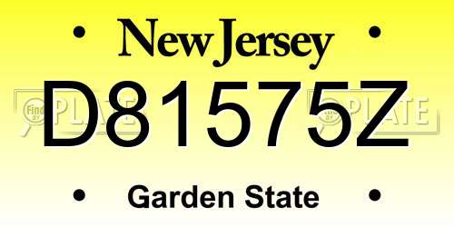 D81575Z New Jersey License Plate