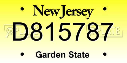 D815787 New Jersey License Plate