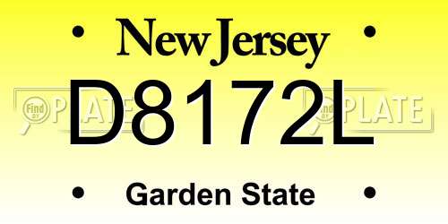 D8172L New Jersey License Plate