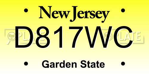 D817WC New Jersey License Plate