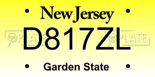D817ZL New Jersey License Plate