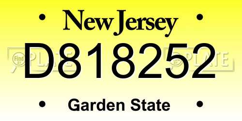 D818252 New Jersey License Plate