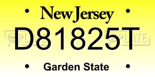 D81825T New Jersey License Plate