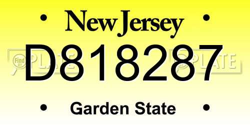 D818287 New Jersey License Plate