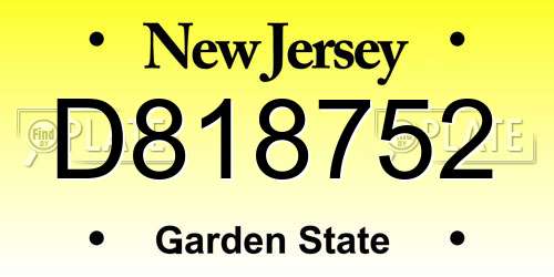 D818752 New Jersey License Plate