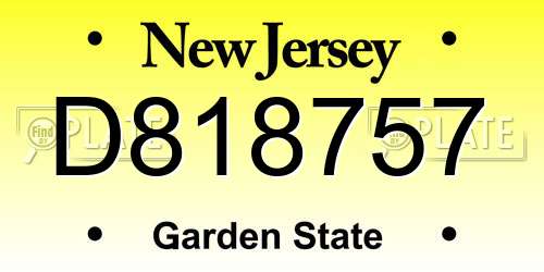 D818757 New Jersey License Plate