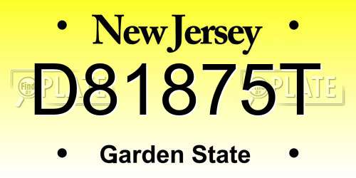 D81875T New Jersey License Plate