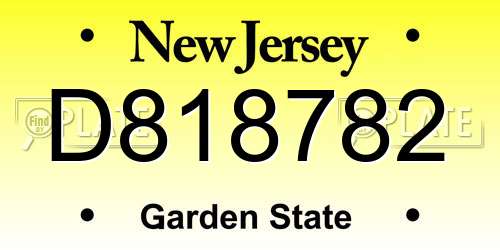 D818782 New Jersey License Plate