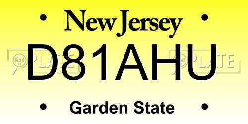 D81AHU New Jersey License Plate