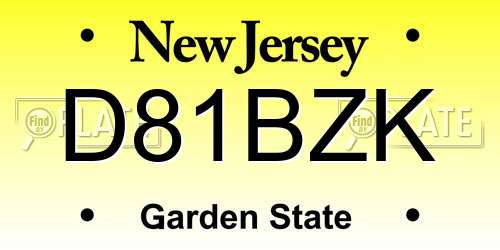 D81BZK New Jersey License Plate